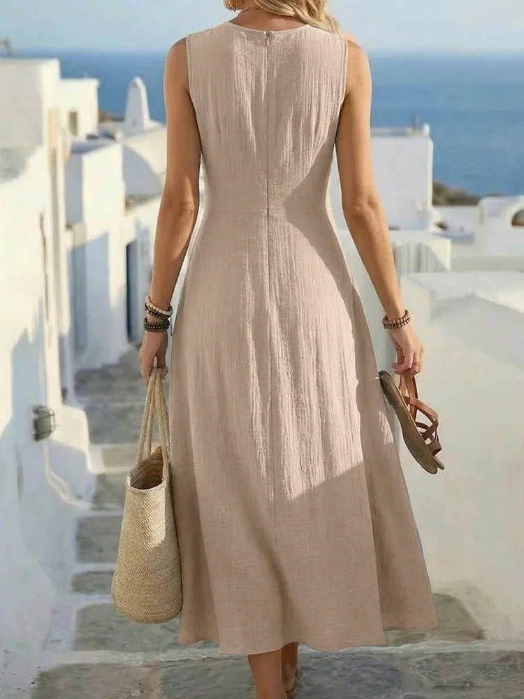 Women's Maxi Dress with Ruched Waist and Wide Straps - photo 4