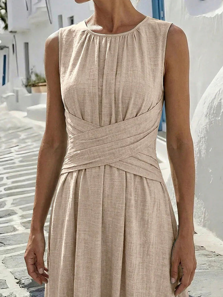 Women's Maxi Dress with Ruched Waist and Wide Straps - photo 5