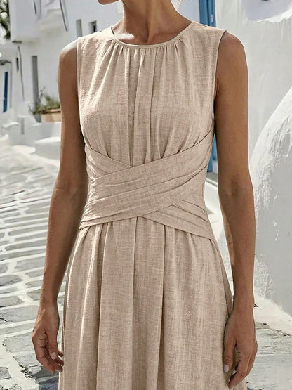 Women's Maxi Dress with Ruched Waist and Wide Straps - photo 5