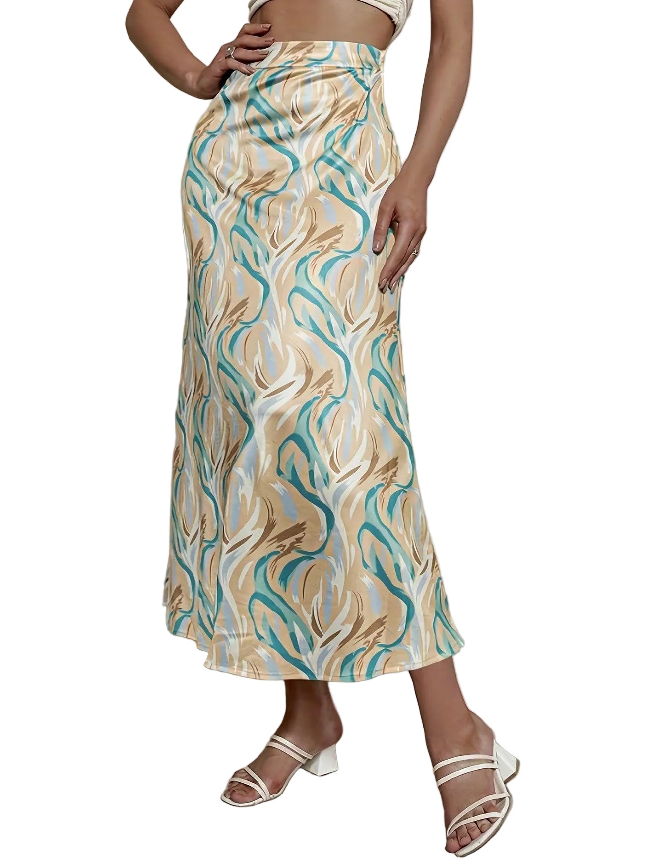 Women’s Midi Skirt with Abstract Print
