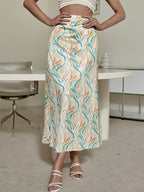Women’s Midi Skirt with Abstract Print