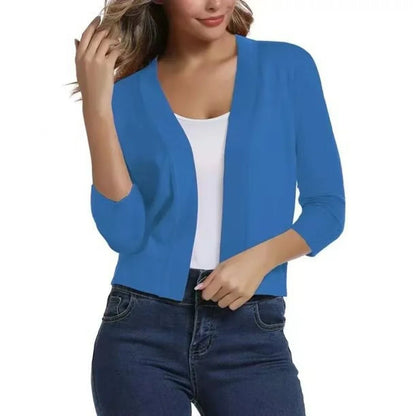 Women's Open-Front Cropped Cardigan with 3/4 Sleeves - photo 15