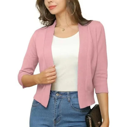 Women's Open-Front Cropped Cardigan with 3/4 Sleeves - photo 16