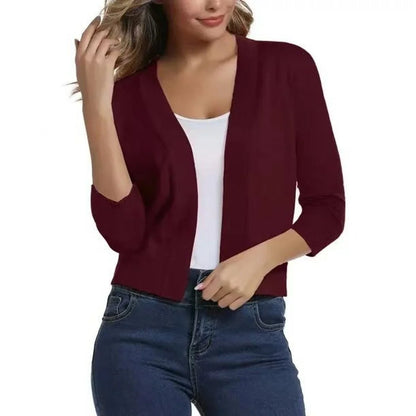 Women's Open-Front Cropped Cardigan with 3/4 Sleeves - photo 18