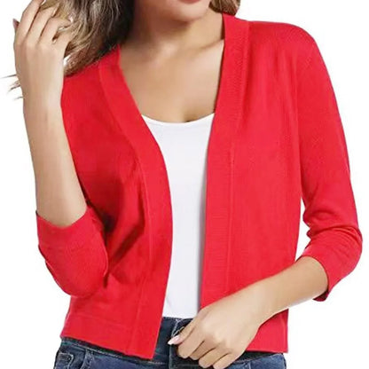 Women's Open-Front Cropped Cardigan with 3/4 Sleeves - photo 19