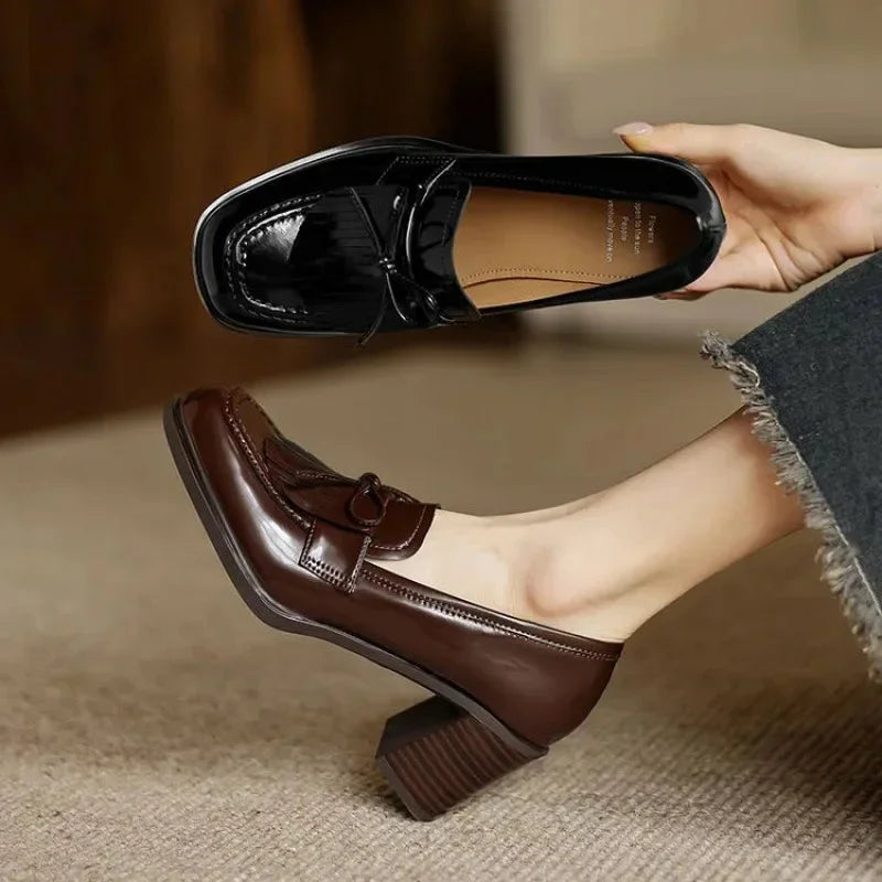 Women's Patent Loafer Pumps with Block Heel - photo 13