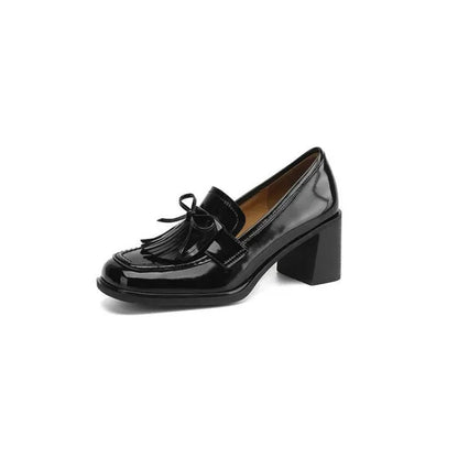 Women's Patent Loafer Pumps with Block Heel - photo 5