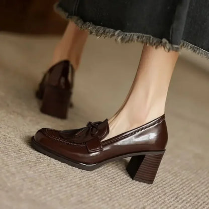 Women's Patent Loafer Pumps with Block Heel - photo 7