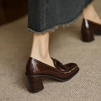 Women's Patent Loafer Pumps with Block Heel - photo 9
