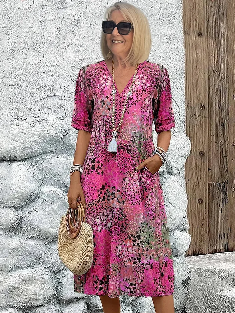 Women's Patterned Midi Dress - photo 4