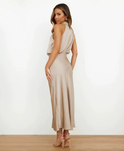 Women's Satin Halter Midi Dress - photo 11