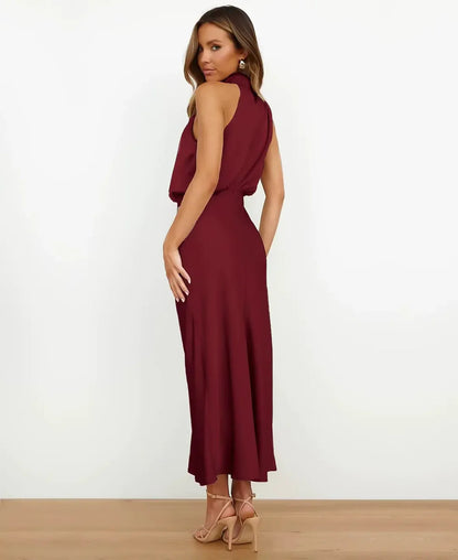 Women's Satin Halter Midi Dress - photo 22