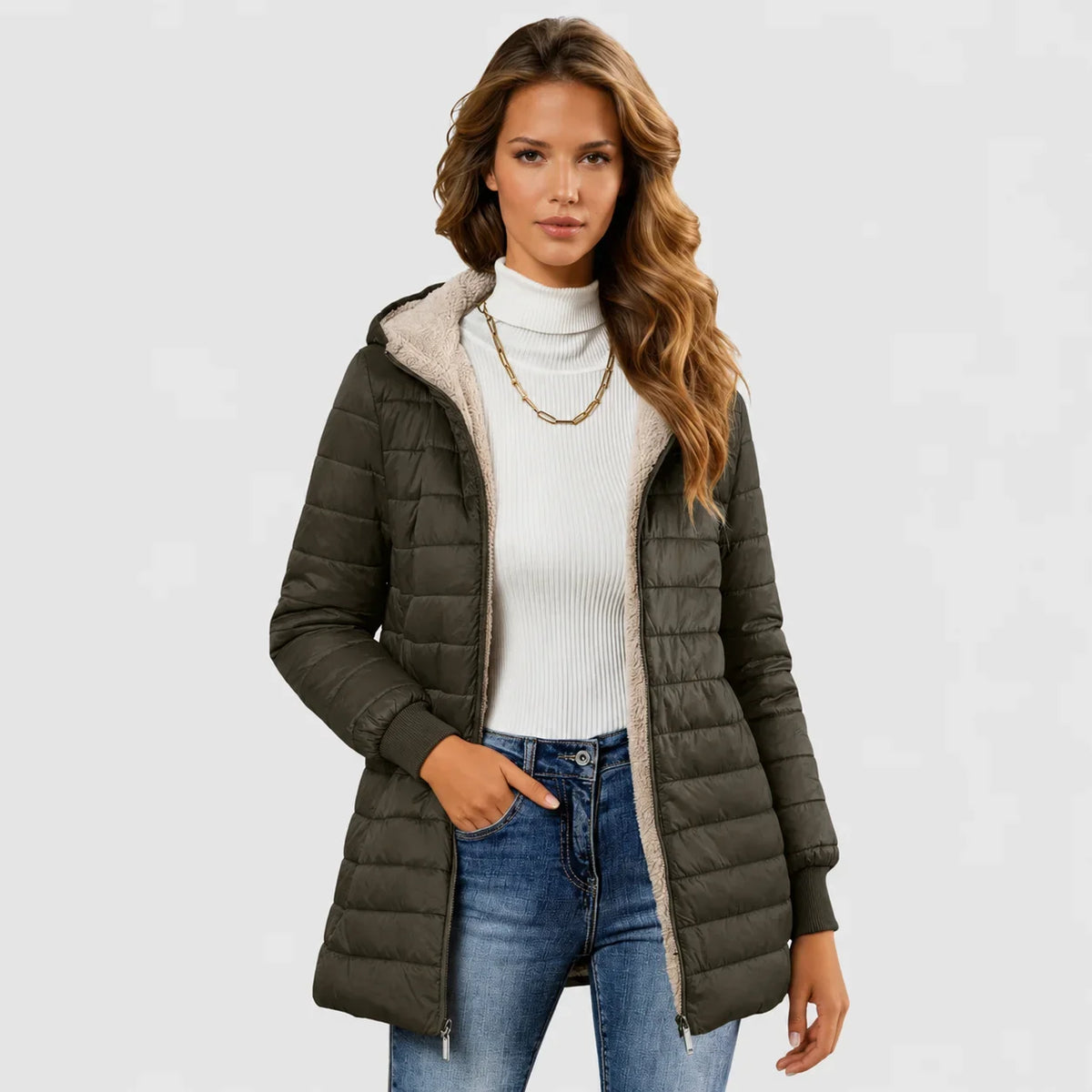 Women's Sherpa-Lined Puffer Jacket with Hood - photo 6