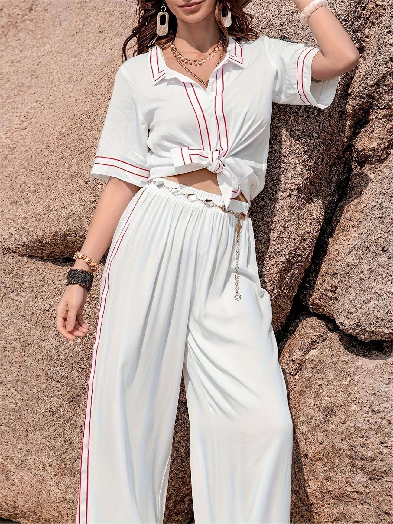 Women’s Two-Piece Set with Contrast Trim
