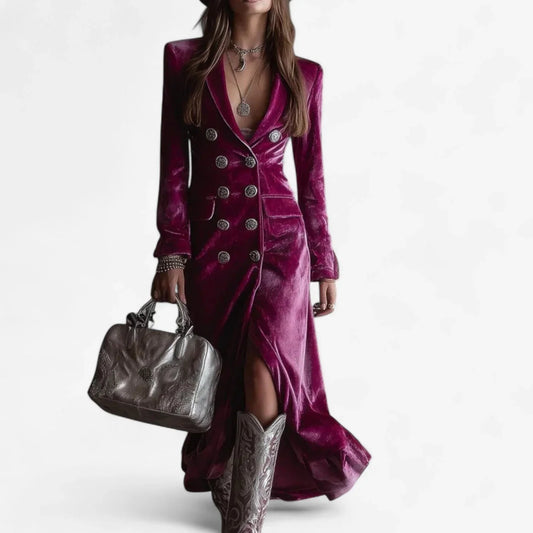 Women's Velvet Double-Breasted Midi Dress - photo 1