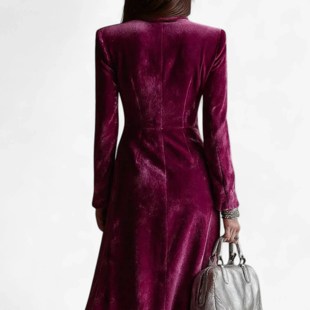 Women's Velvet Double-Breasted Midi Dress - photo 3