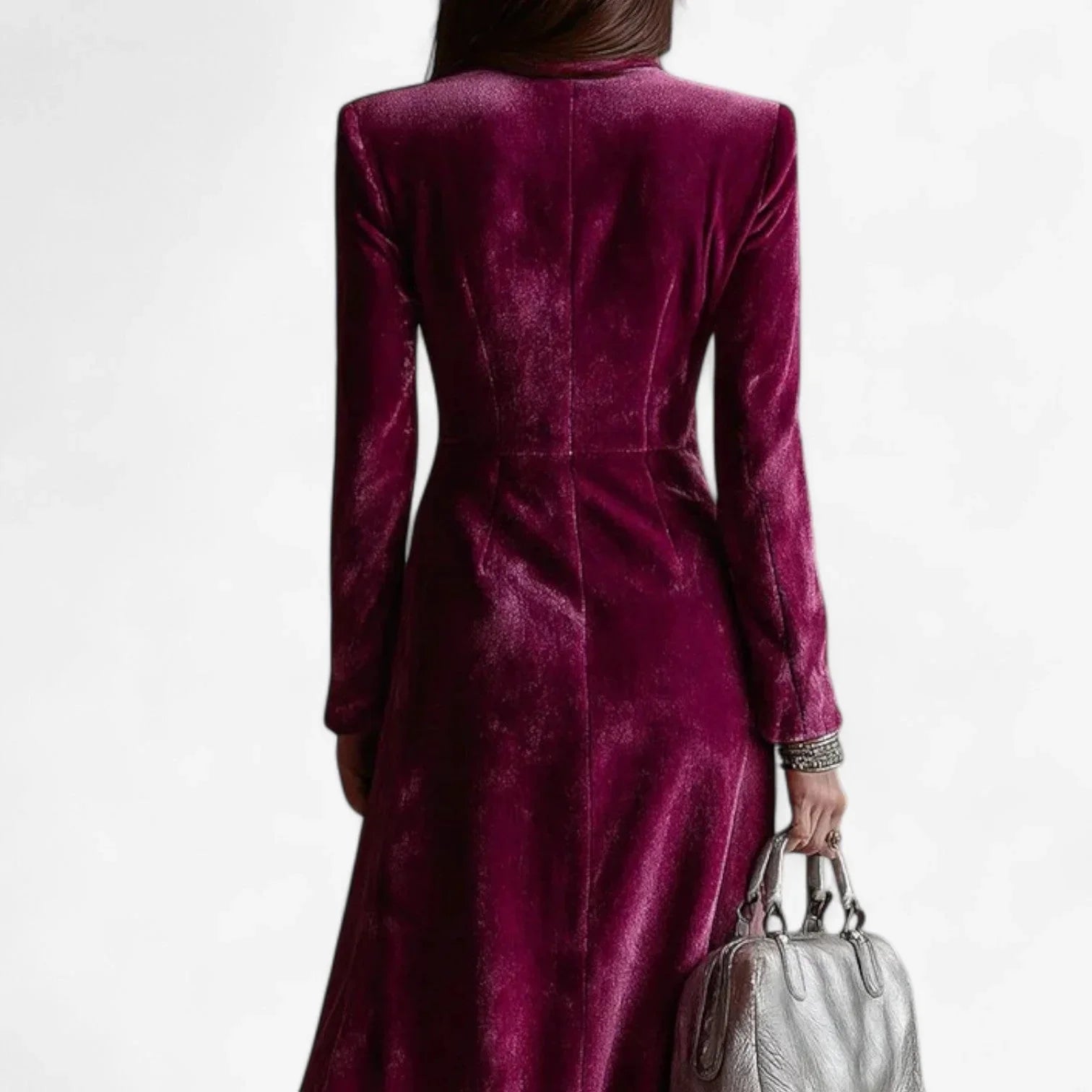 Women's Velvet Double-Breasted Midi Dress - photo 3