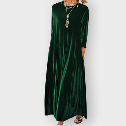Women's Velvet Maxi Dress with Long Sleeves - photo 2