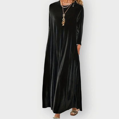 Women's Velvet Maxi Dress with Long Sleeves - photo 3