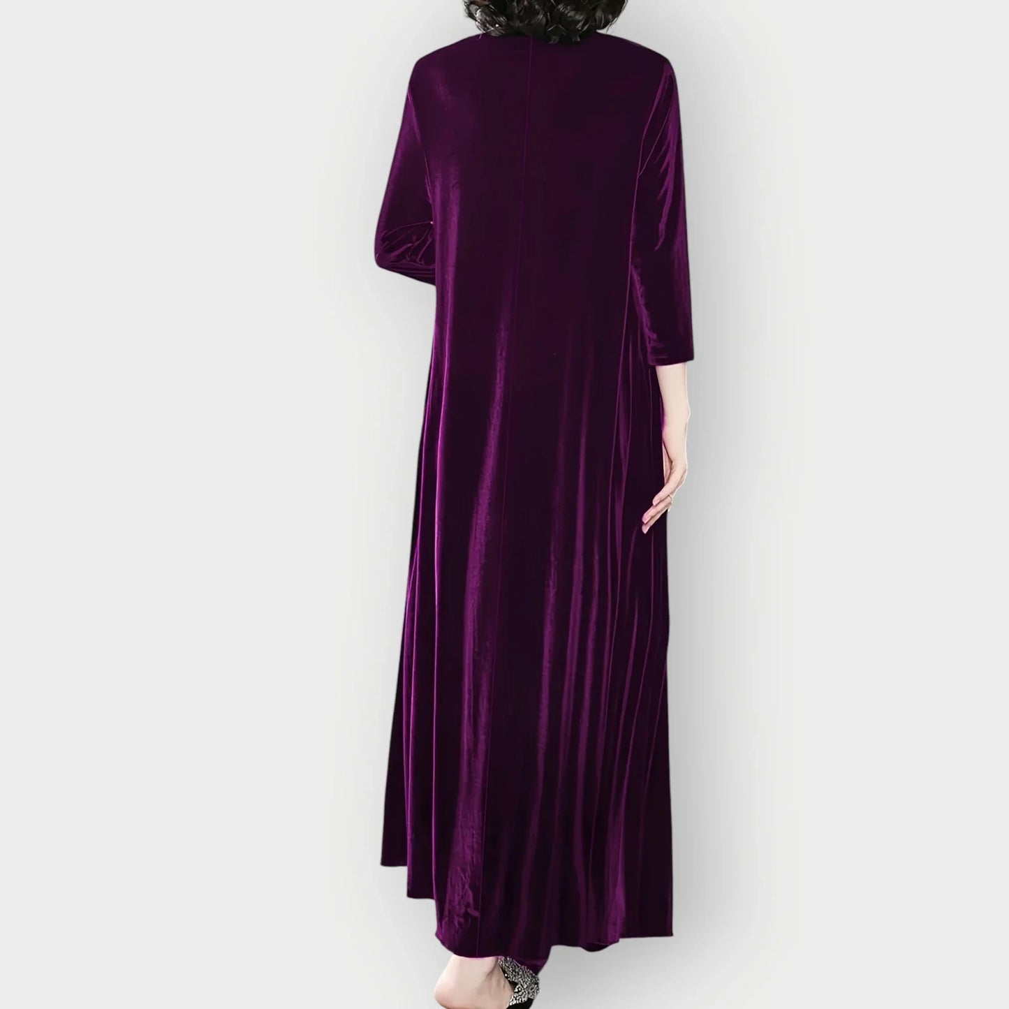 Women's Velvet Maxi Dress with Long Sleeves - photo 5