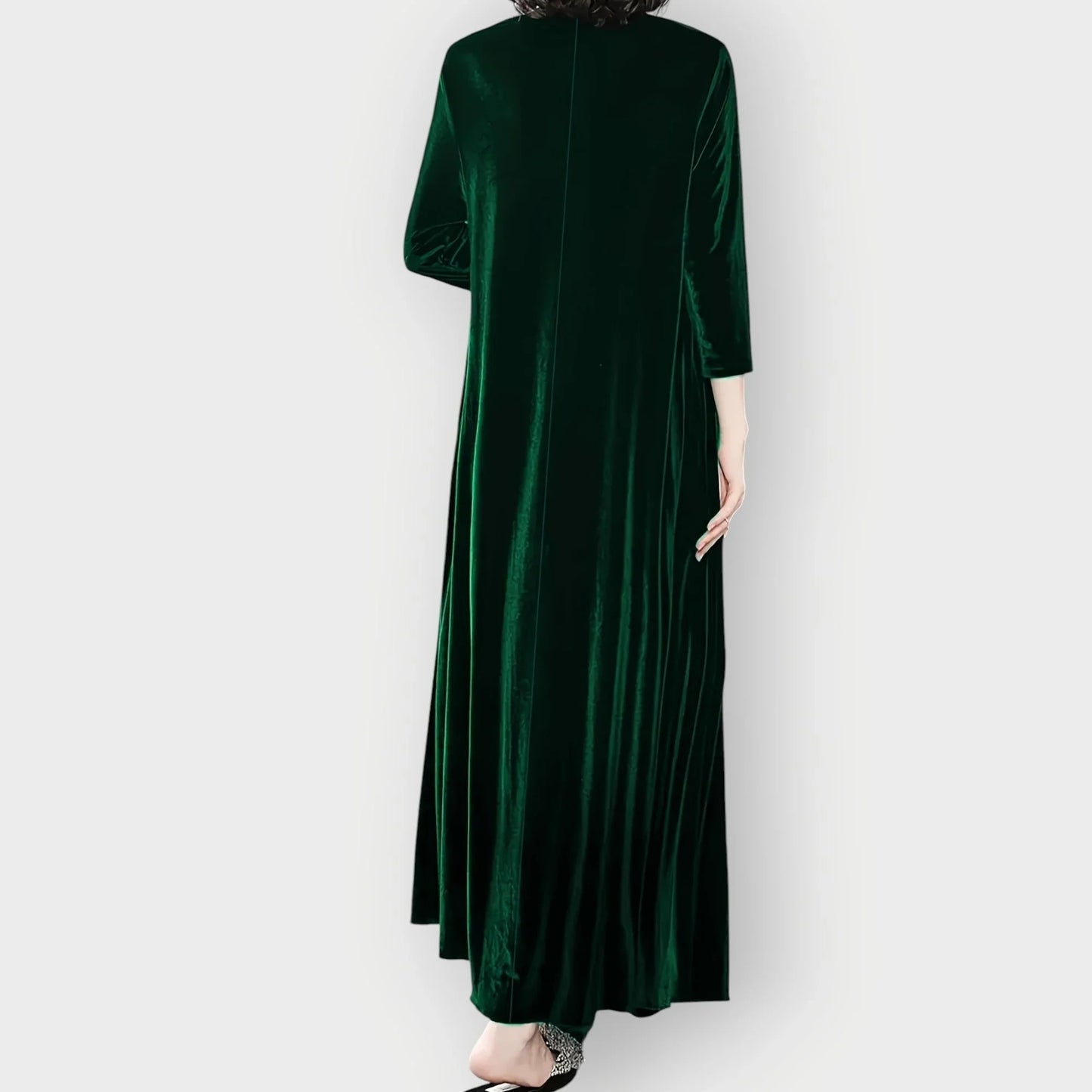 Women's Velvet Maxi Dress with Long Sleeves - photo 6
