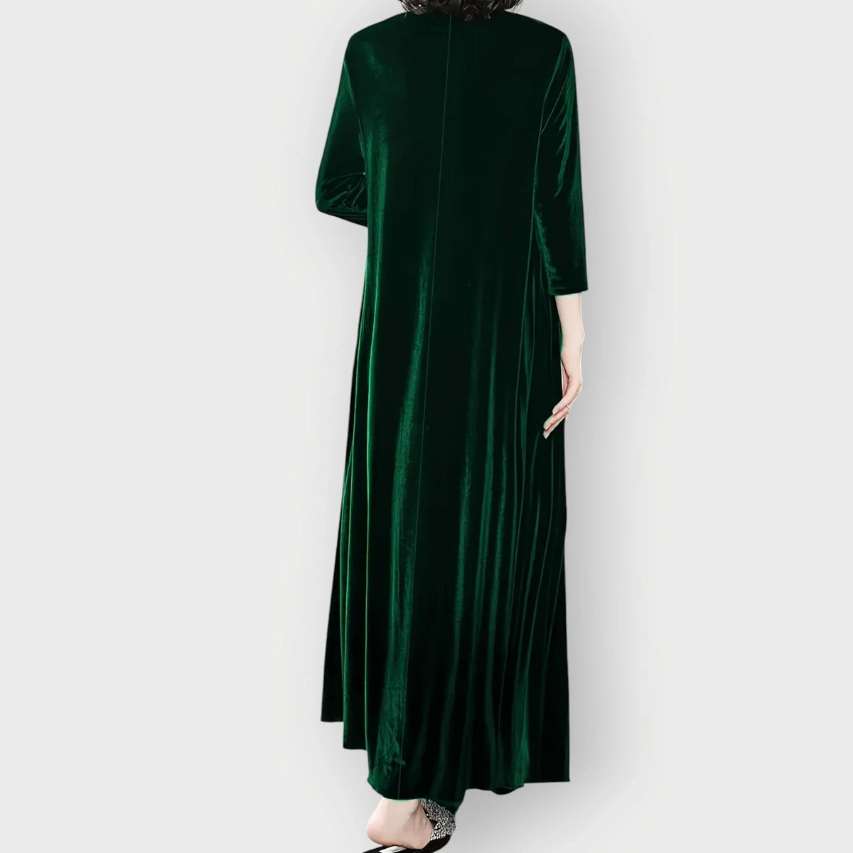 Women's Velvet Maxi Dress with Long Sleeves - photo 6