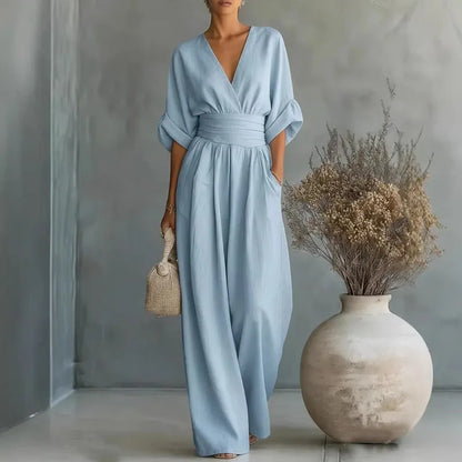 Women's Wrap V-Neck Wide-Leg Jumpsuit - photo 1