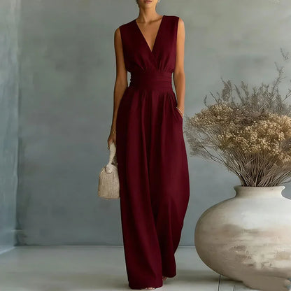Women's Wrap V-Neck Wide-Leg Jumpsuit - photo 13