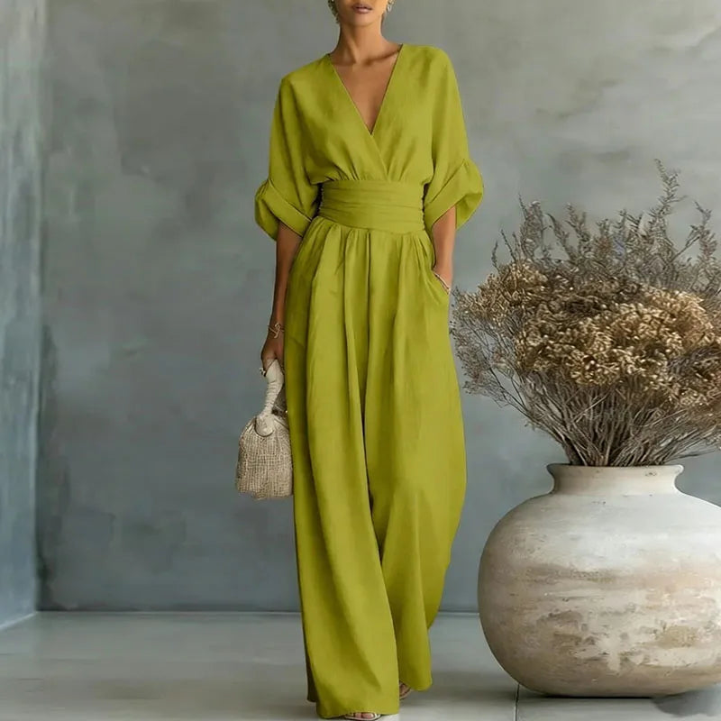 Women's Wrap V-Neck Wide-Leg Jumpsuit - photo 2