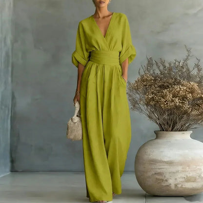 Women's Wrap V-Neck Wide-Leg Jumpsuit - photo 2