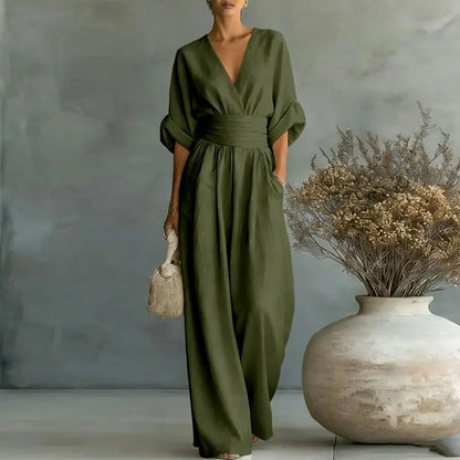 Women's Wrap V-Neck Wide-Leg Jumpsuit - photo 3