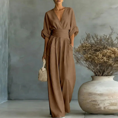 Women's Wrap V-Neck Wide-Leg Jumpsuit - photo 4