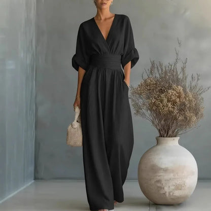 Women's Wrap V-Neck Wide-Leg Jumpsuit - photo 5