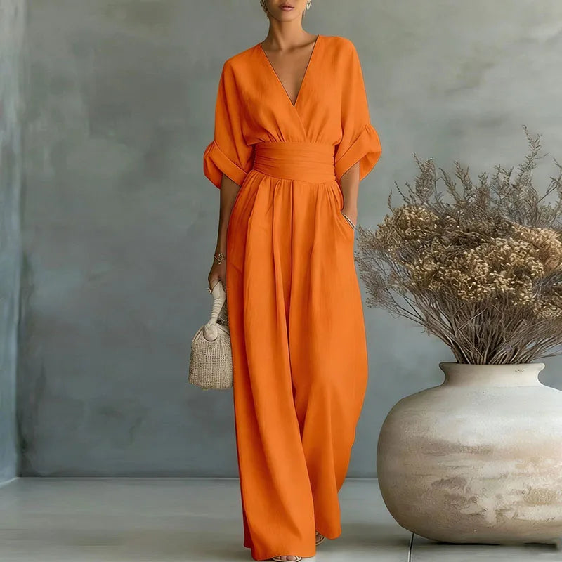 Women's Wrap V-Neck Wide-Leg Jumpsuit - photo 7
