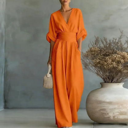 Women's Wrap V-Neck Wide-Leg Jumpsuit - photo 7