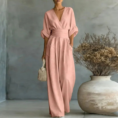 Women's Wrap V-Neck Wide-Leg Jumpsuit - photo 8