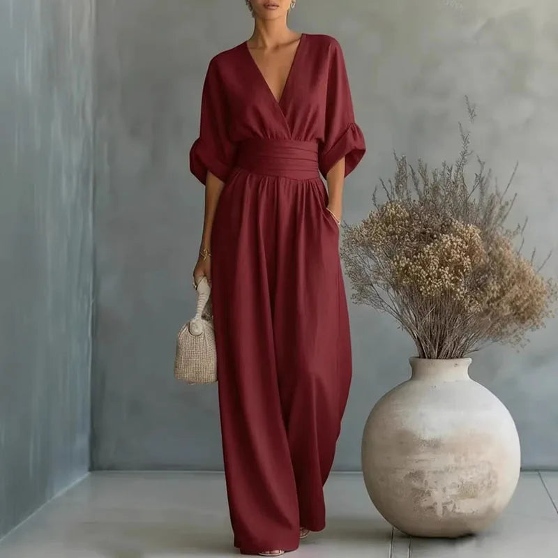 Women's Wrap V-Neck Wide-Leg Jumpsuit - photo 9