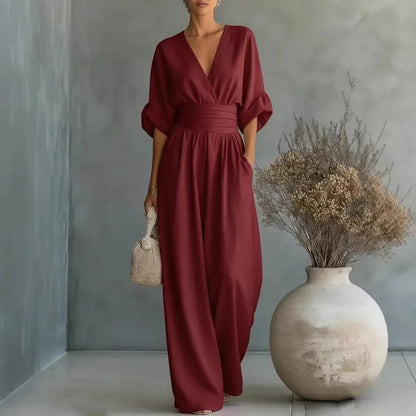 Women's Wrap V-Neck Wide-Leg Jumpsuit - photo 9