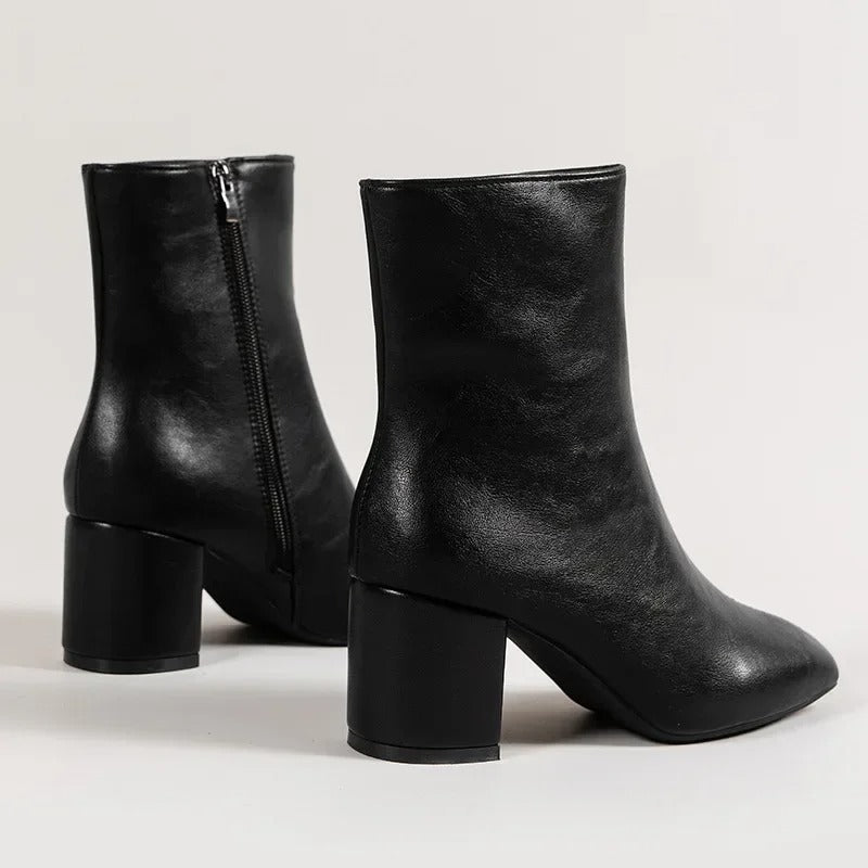 Women's Block Heel Ankle Boots with Side Zip-8