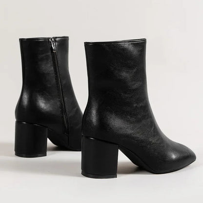 Women's Block Heel Ankle Boots with Side Zip-8