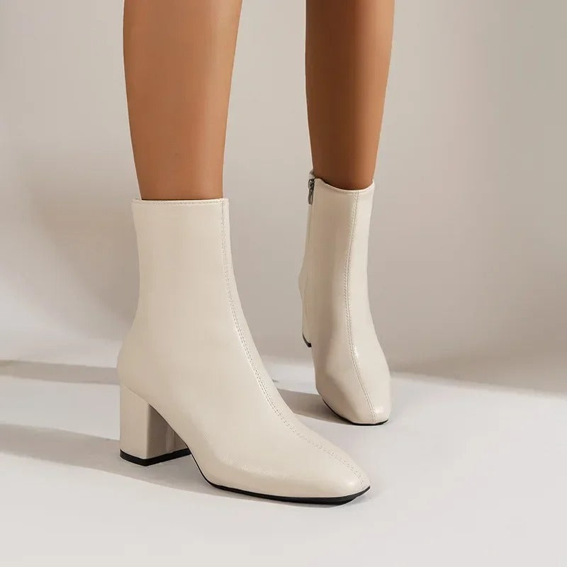 Women's Block Heel Ankle Boots with Side Zip-10