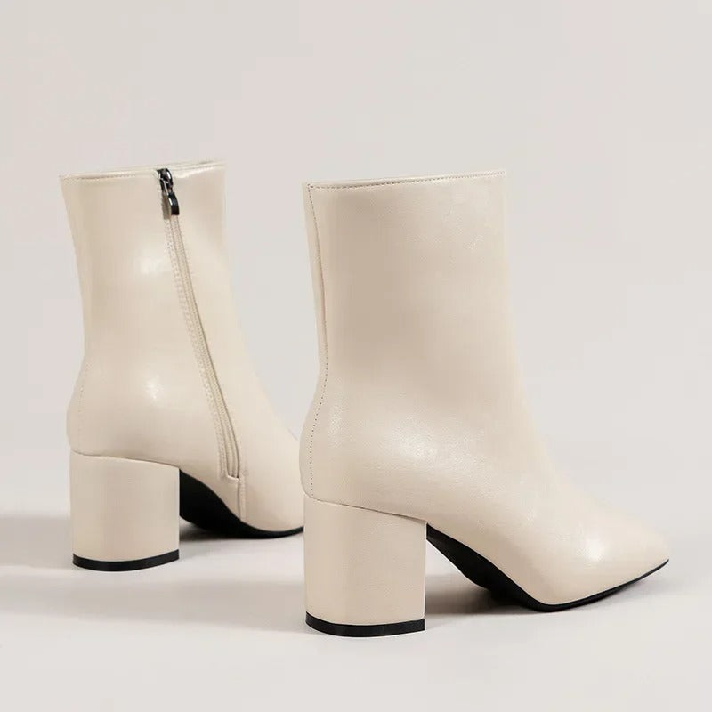 Women's Block Heel Ankle Boots with Side Zip-6