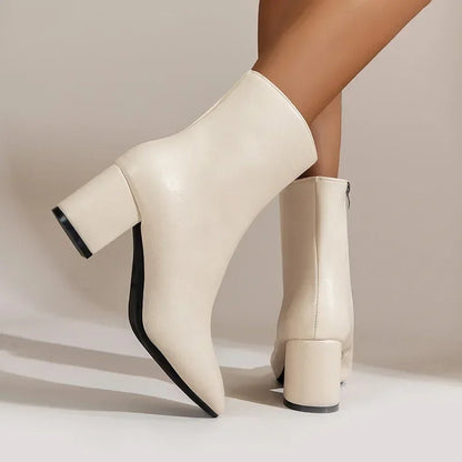 Women's Block Heel Ankle Boots with Side Zip-5