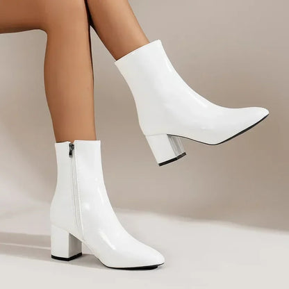 Women's Block Heel Ankle Boots with Side Zip-9