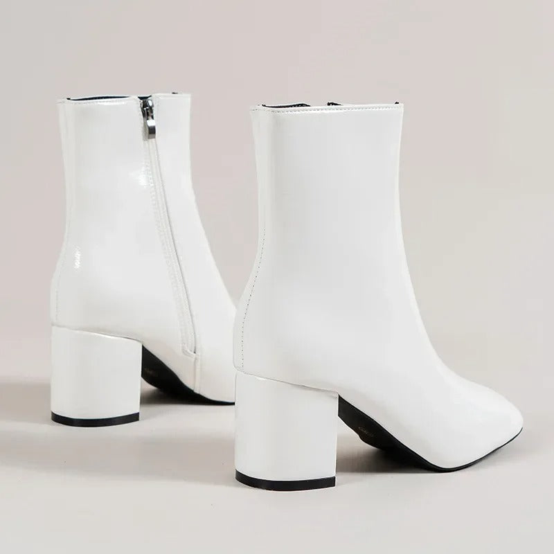 Women's Block Heel Ankle Boots with Side Zip-3