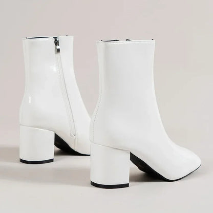 Women's Block Heel Ankle Boots with Side Zip-3