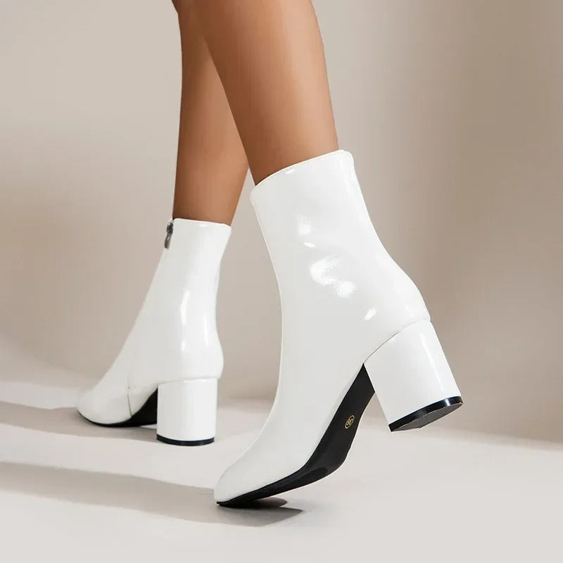 Women's Block Heel Ankle Boots with Side Zip-2