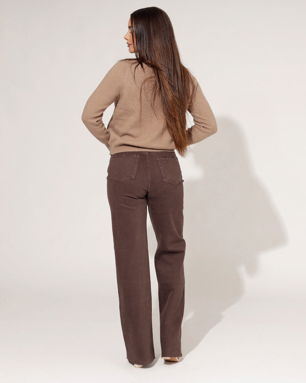Women's Brown Straight Leg Denim Jeans-4