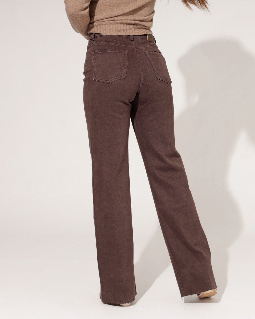 Women's Brown Straight Leg Denim Jeans-3