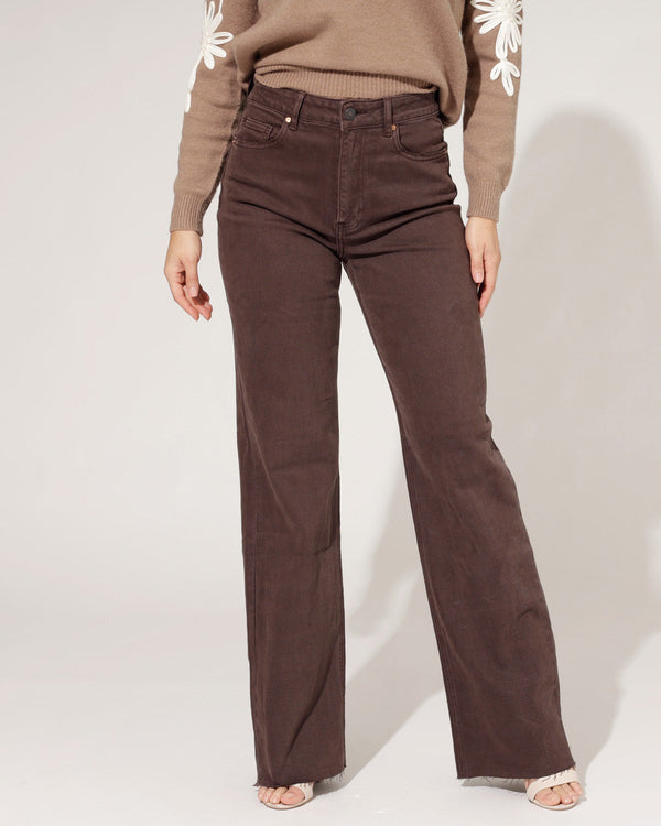 Women's Brown Straight Leg Denim Jeans-1